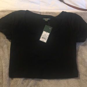Black ribbed crop top! Size xs NWT